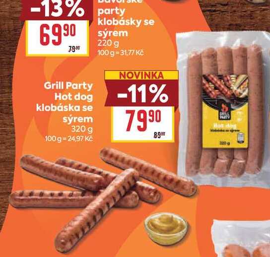 Grill Party Hot dog klobáska se sýrem 320 g