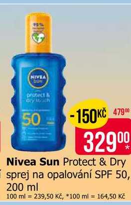 Nivea Sun Protect & Dry I sprej na opalování SPF 50, 200 ml Teta drogerie