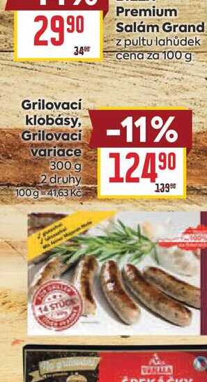 Grilovací klobásy, Grilovací variace 300 g 