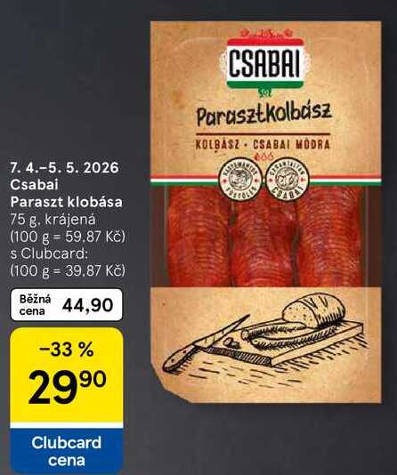 Csabai Paraszt klobása, 75 g 