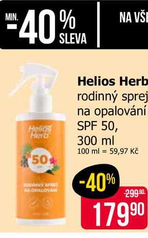 Helios Herb rodinný sprej na opalování SPF 50, 300 ml 