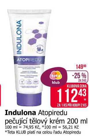 Indulona Atopiredu pečující tělový krém 200 ml Teta drogerie