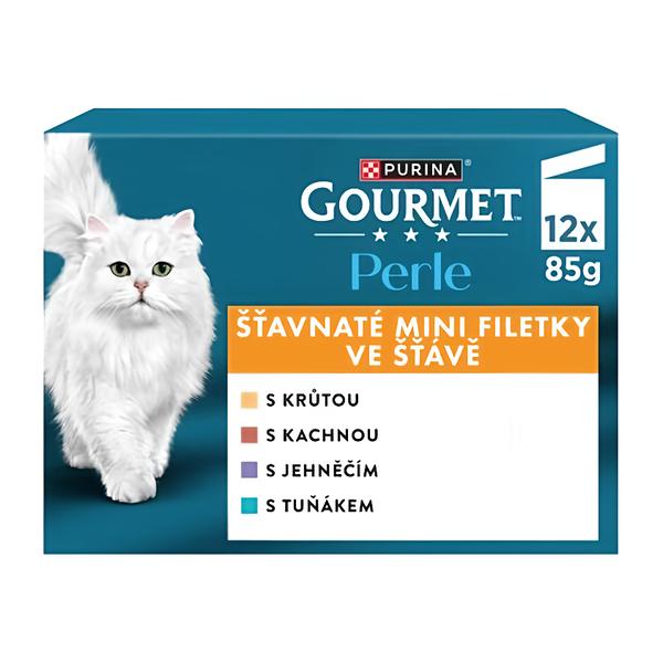 Gourmet Perle kapsičky pro kočky krůta, kachna, jehněčí, tuňák ve šťávě 12x85g