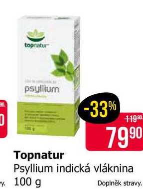 Topnatur Psyllium indická vláknina 100 g Teta drogerie