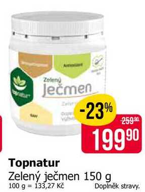 Topnatur Zelený ječmen 150 g Teta drogerie