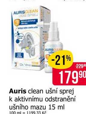 Auris clean ušní sprej k aktivnímu odstranění ušního mazu 15 ml Teta drogerie