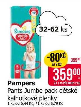 Pampers Pants Jumbo pack dětské kalhotkové plenky 32-62 ks Teta drogerie