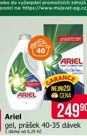 Ariel gel, prášek 40-35 dávek