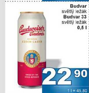 Budvar světlý ležák 0,5l, plech