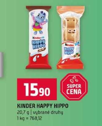 KINDER HAPPY HIPPO 20,7 g vybrané druhy