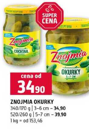 ZNOJMIA OKURKY 340/170 g 3-6 cm 520/260 g 5-7 cm 