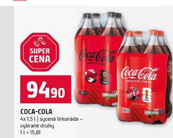 Coca-Cola 4x 1,5l sycená limonáda vybrané druhy 
