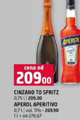 CINZANO TO SPRITZ 0,75l APEROL APERITIVO 0,7l vol. 11%