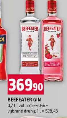 BEEFEATER GIN 0,7l vol. 37,5-40% vybrané druhy