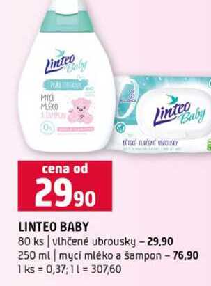 LINTEO BABY 80 ks vlhčené ubrousky 250 ml mycí mléko a šampon