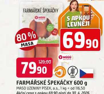 FARMÁŘSKÉ ŠPEKÁČKY 600 g