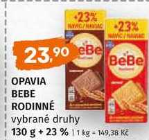 Opavia BeBe Rodinné jemné sušenky 130g + 23%, vybrané druhy