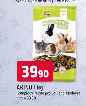 AKINU 1 kg Kompletní menu pro velkého hlodavce 