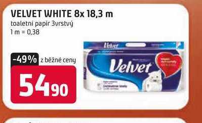 VELVET WHITE 8x 18,3 m toaletní papír 3vrstvý 