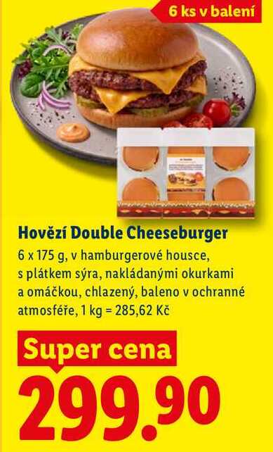 Hovězí Double Cheeseburger, 6x 175 g