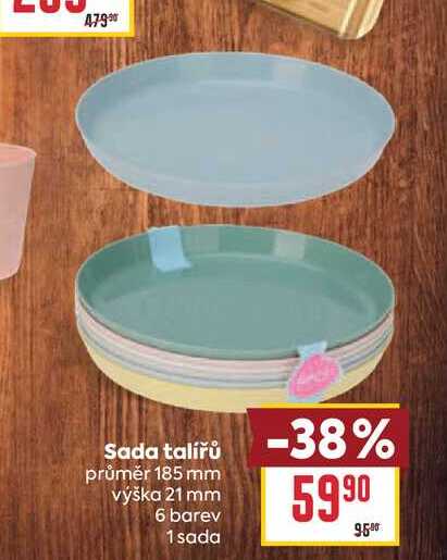 Sada talířů průměr 185 mm výška 21 mm 6 barev 