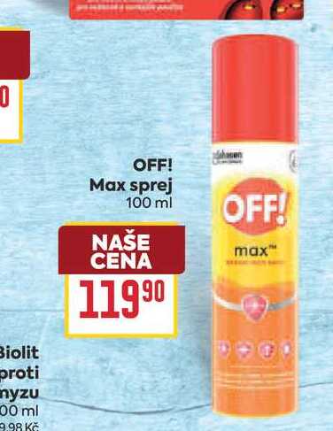 OFF! Max sprej 100 ml BILLA