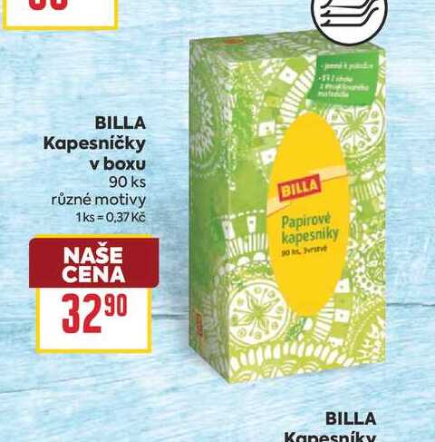 BILLA Kapesníčky v boxu 90 ks BILLA