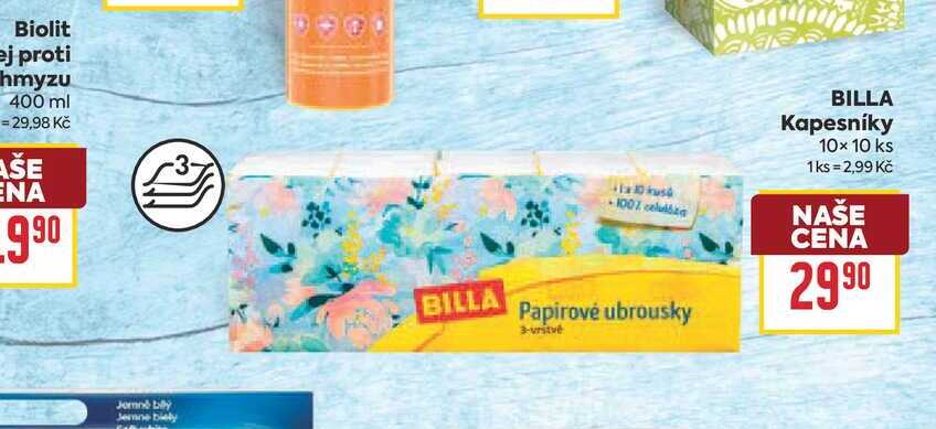 BILLA Kapesníky 10×10 ks