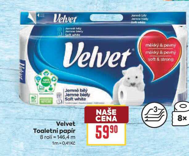 Velvet Toaletní papír 8 rolí BILLA