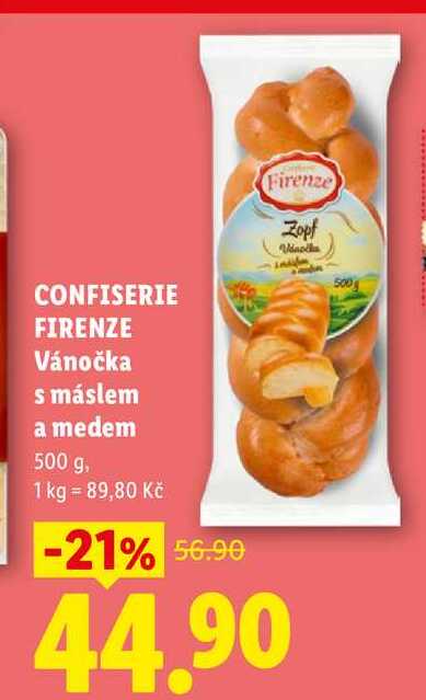 CONFISERIE FIRENZE Vánočka s máslem a medem, 500 g