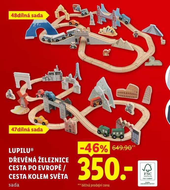 LUPILU DŘEVĚNÁ ŽELEZNICE CESTA PO EVROPĚ/CESTA KOLEM SVĚTA Lidl