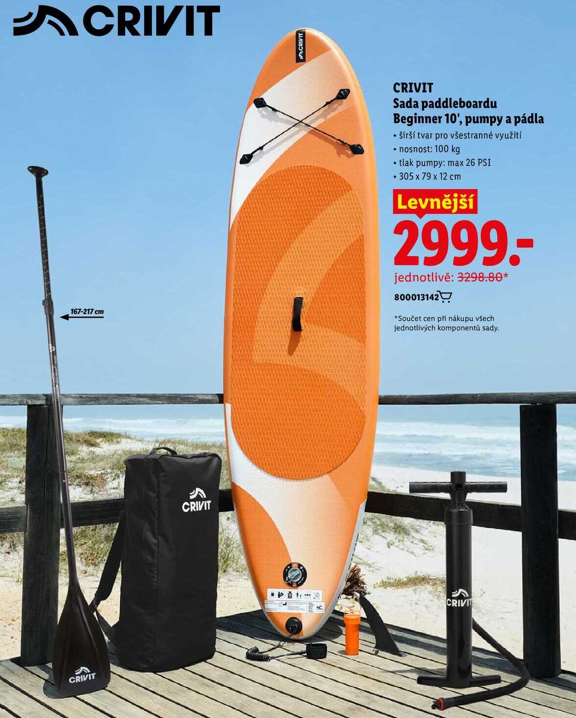 CRIVIT Sada paddleboardu Beginner 10', pumpy a pádla 