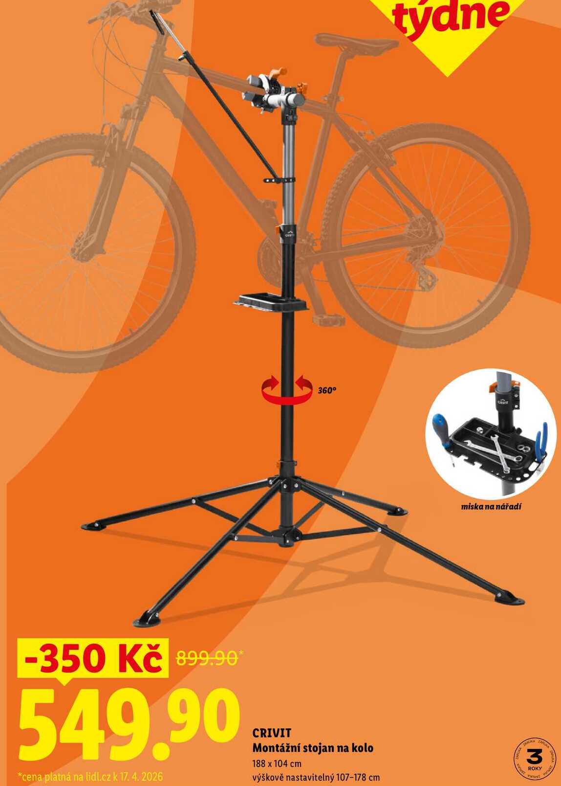 CRIVIT Montážní stojan na kolo, 188 x 104 cm