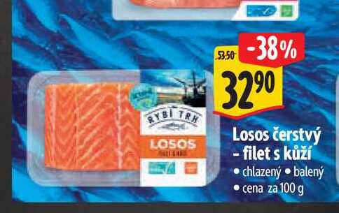   Losos čerstvý - filet s kůží 100 g