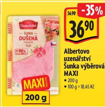 Albertovo uzenářství Šunka výběrová MAXI, 200 g 