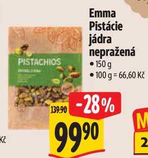 Emma Pistácie jádra nepražená, 150 g 