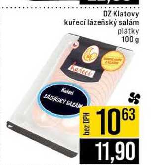 DZ Klatovy kuřecí lázeňský salám platky 100 g 