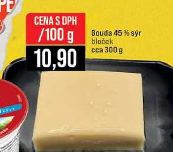Gouda 45 % sýr bloček cca 300 g 100g