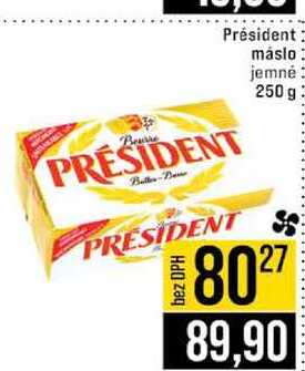 Président máslo jemné 250 g v akci