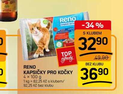 RENO KAPSIČKY PRO KOČKY 4 x 100 g 