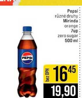 Pepsi různé druhy Mirinda orange 7up zero sugar 500 ml 