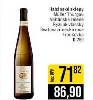 Habánské sklepy Müller Thurgau Veltlínské zelené Ryzlink vlašský Svatovavřinecké rosé Frankovka 0,75l