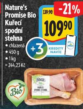 Nature's Promise Bio Kuřecí spodní stehna, 450 g