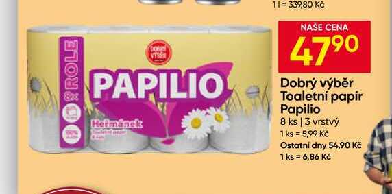 Toaletní papír Papilio 8 ks 3 vrstvý Hruška