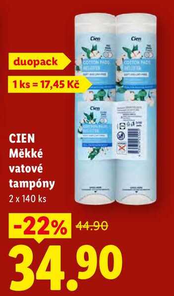 CIEN Měkké vatové tampóny, 2 x 140 ks