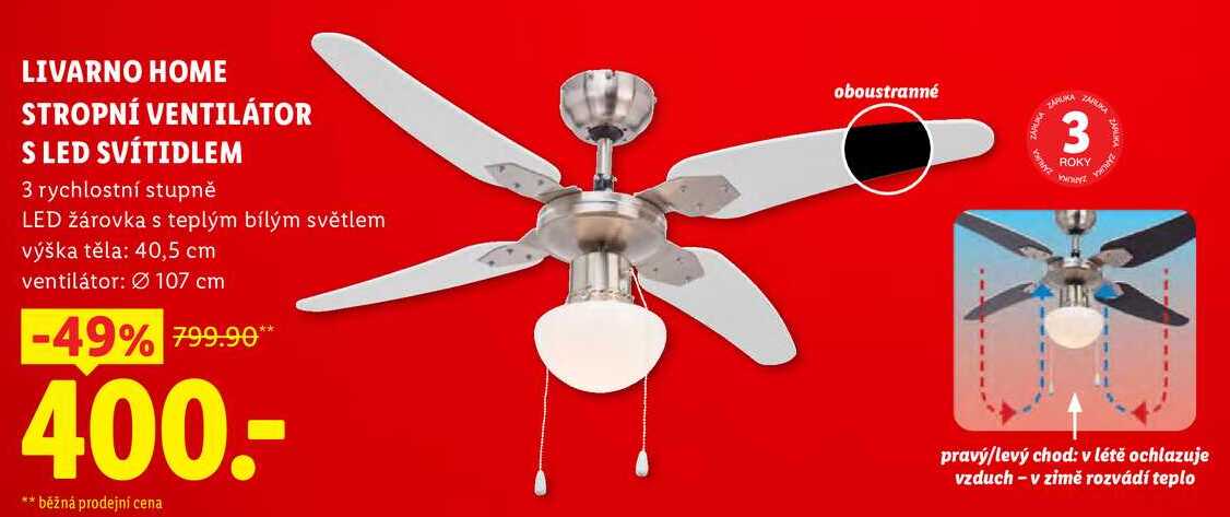 LIVARNO HOME STROPNÍ VENTILÁTOR S LED SVÍTIDLEM 