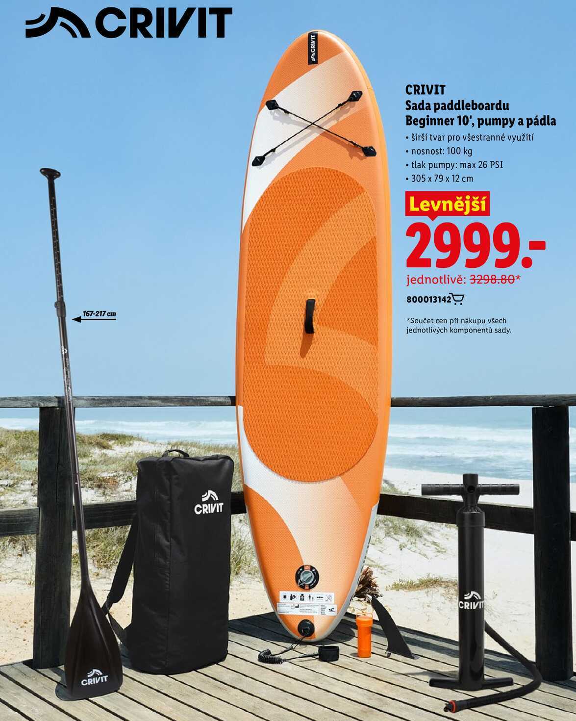 CRIVIT Sada paddleboardu Beginner 10', pumpy a pádla