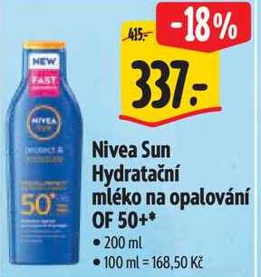 Nivea Sun Hydratační mléko na opalování OF 50+, 200 ml