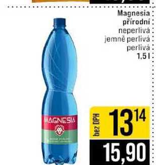 Magnesia přírodní neperlivá jemně perlivá perlivȧ 1.5l