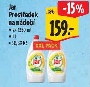 Jar Prostředek na nádobí, 2x 1350 ml 